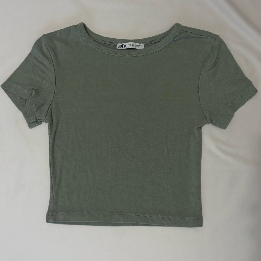 Zara Sage Green Crop Top